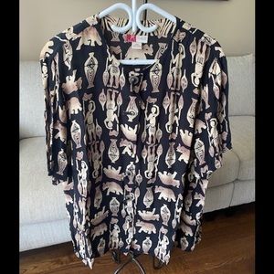 Patterned button-down blouse